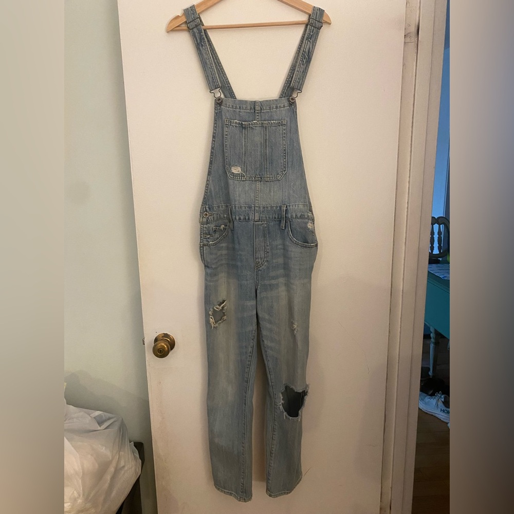 Distressed Denim Overalls